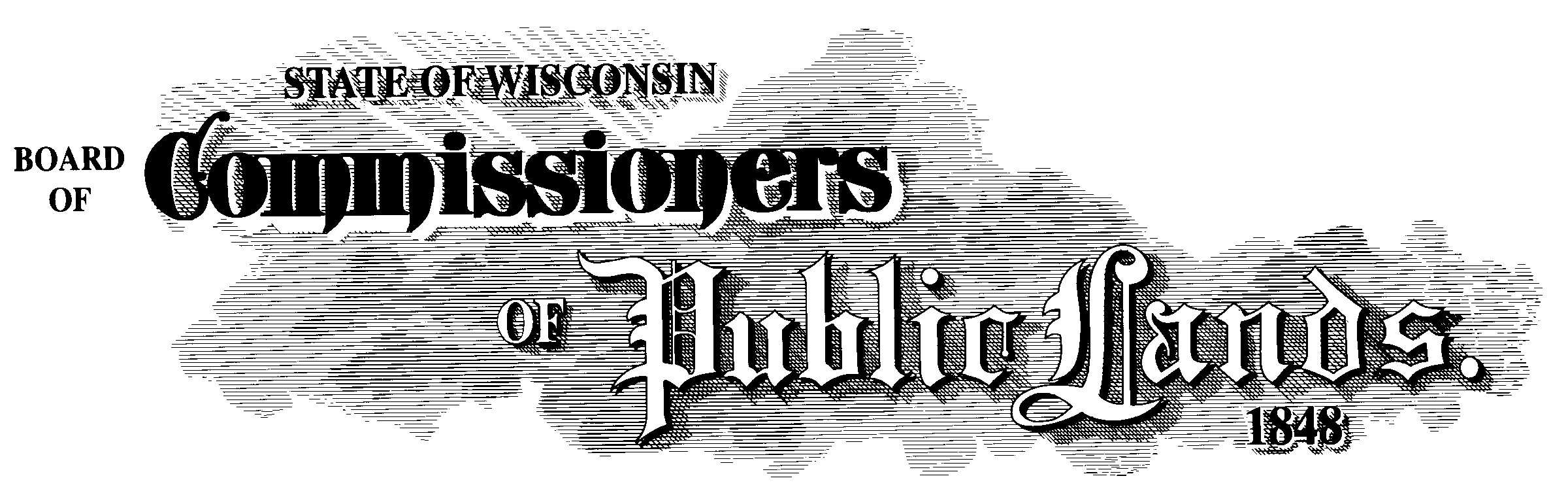 Old State of Wisconsin Board of Commissioners of Public Lands logo including eighteen forty eight