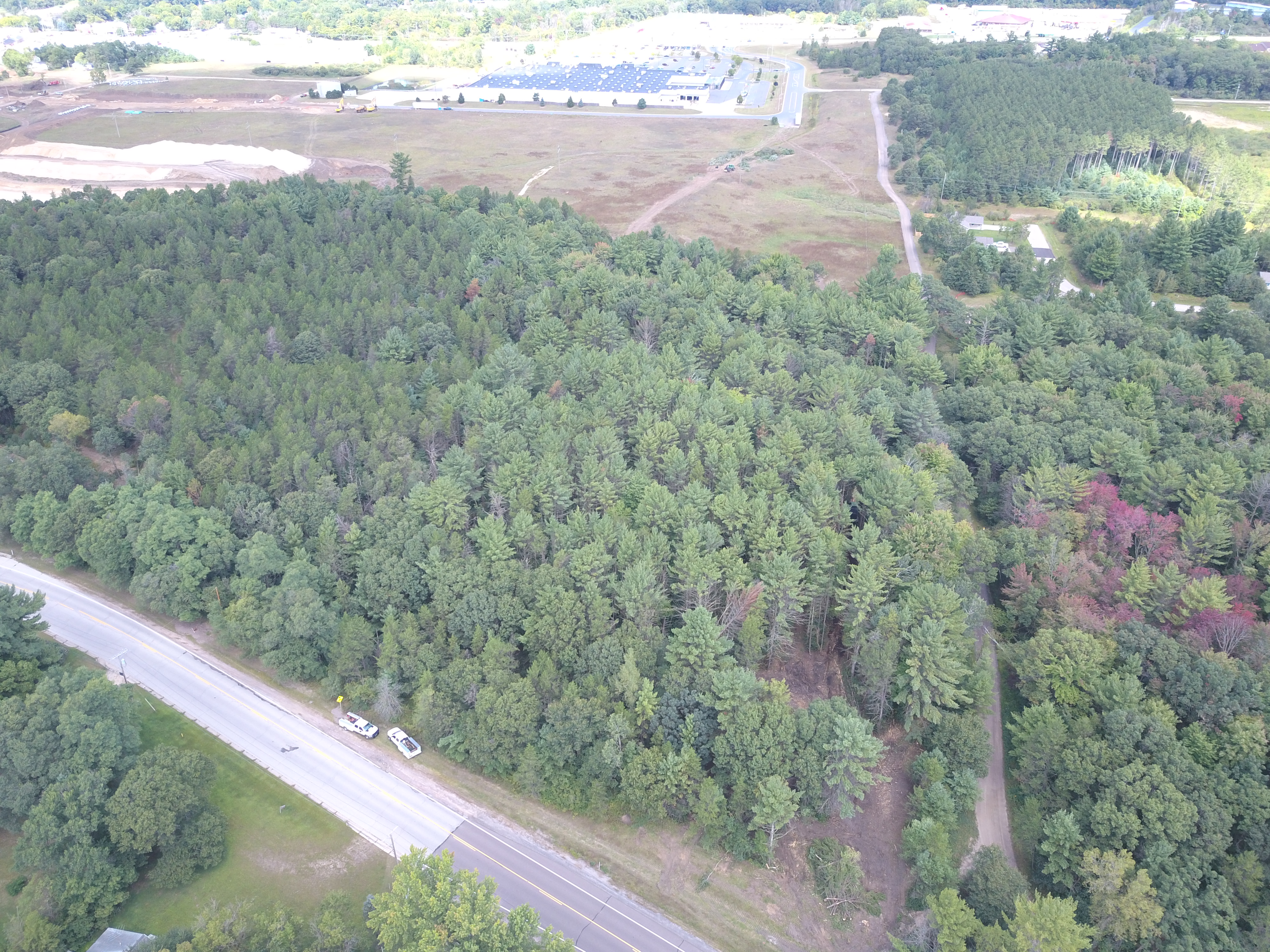 Aerial photo of the City of Black River Falls business park development area prior any construction work.