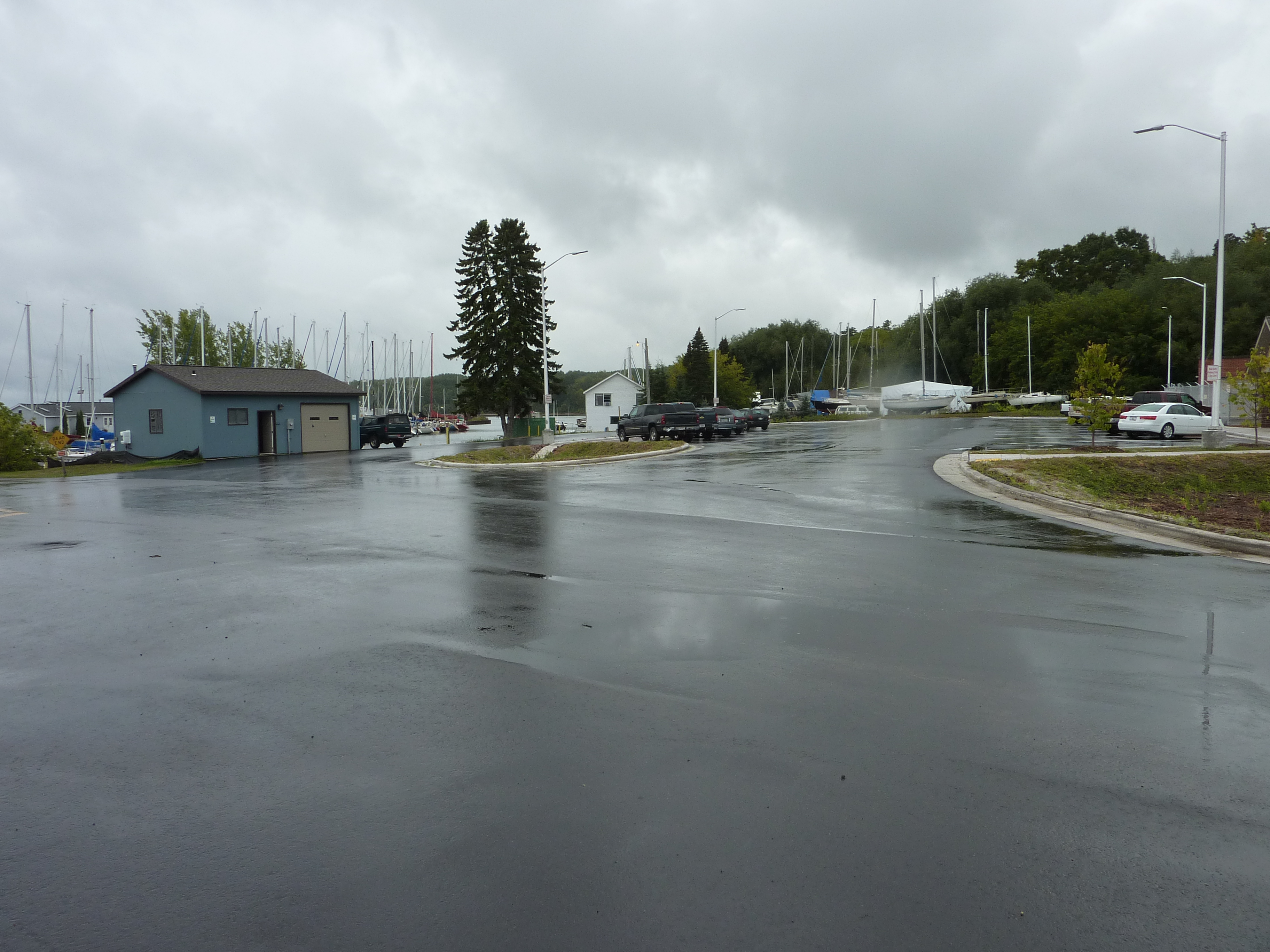 Parking lot at city of Bayfield's upgraded harbor facilities