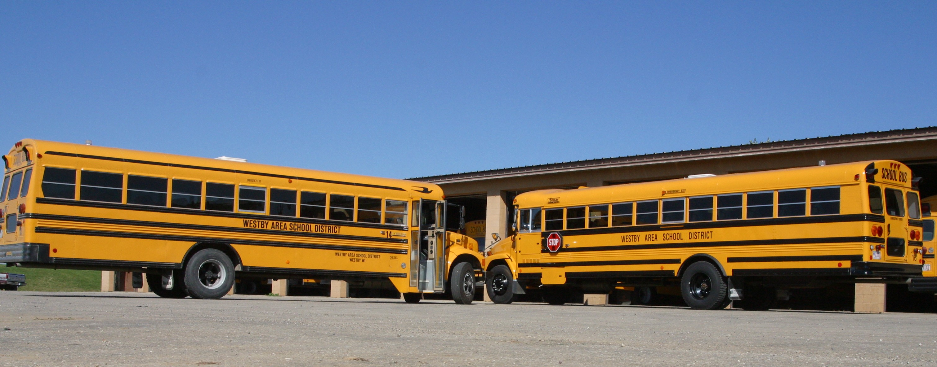 2 School Buses facing off in the Westby School District